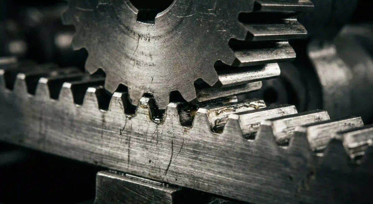 Rack and pinion sliding gate track